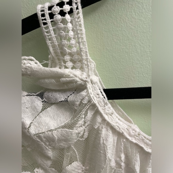 Boho Italian 100% SILK LACE and cotton white mini tunic dress Oversize XS - Picture 3 of 7